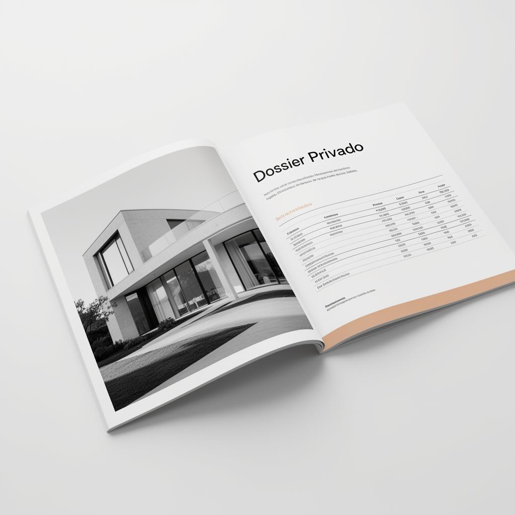 Mockup del dossier privado AIIA con datos del inmueble, fotos y comparables del barrio